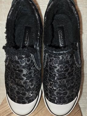 COACH Black Signature Slip-On Sneakers